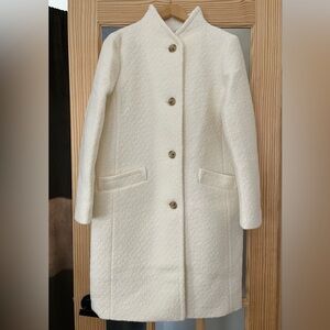 J. Crew Factory Ivory Boucle Wool Coat Size 12